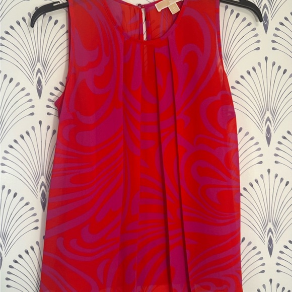 Michael Kors Red and Purple Swirl Sleeveless Top size medium - Picture 4 of 5
